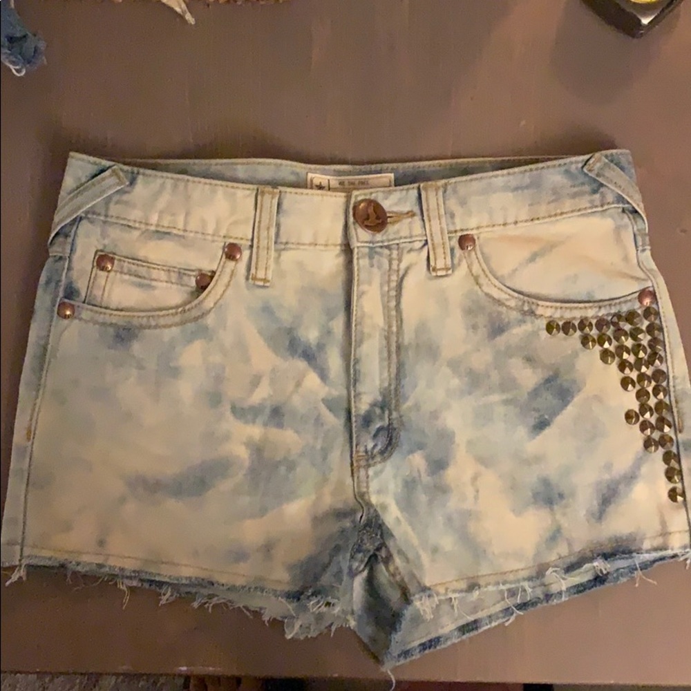 free people acid wash studded shorts